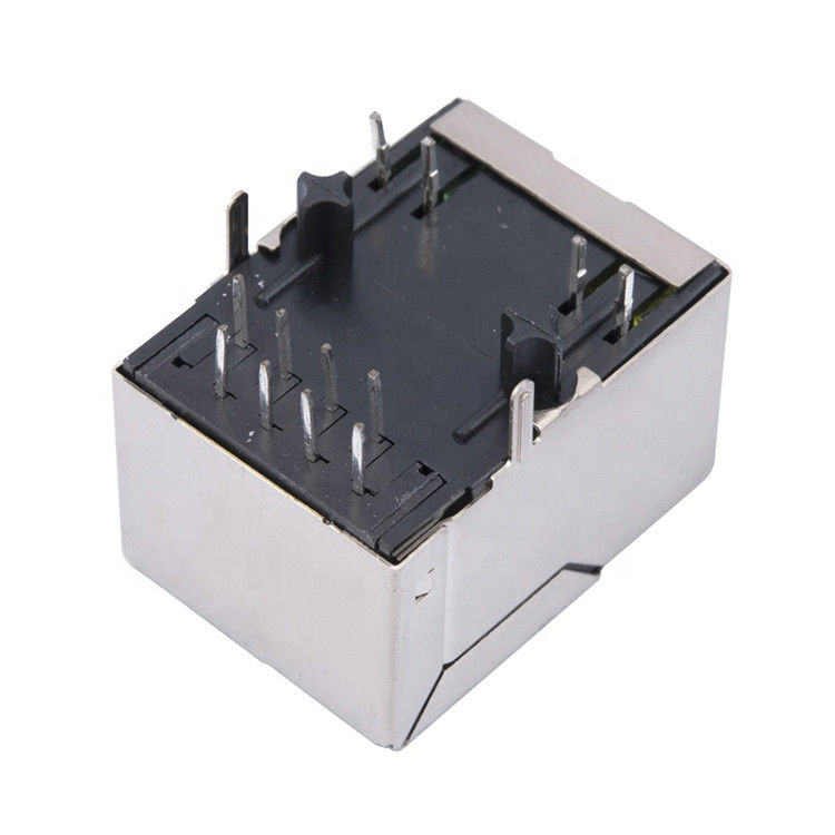 Through Hole Mounting RJ45 Modular Jack with 4 Columns, 8 Cores and 1 Port for Ethernet Connectivity